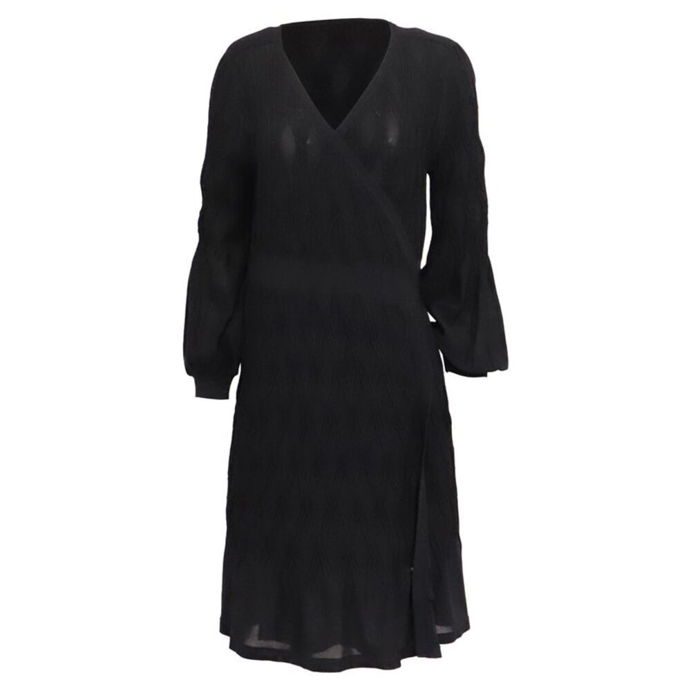 Diane Von Furstenberg Brenna Knit Mini Wrap Dress in Black Polyester